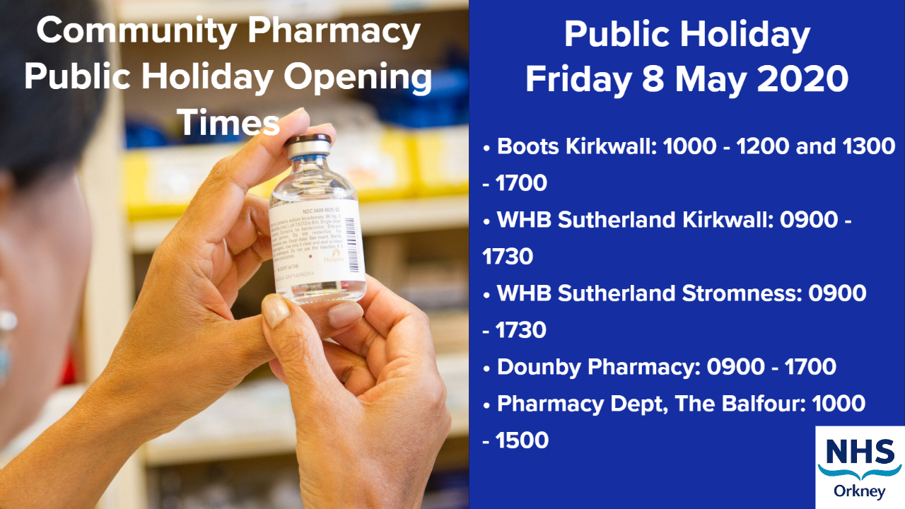 GP and Pharmacy opening times on the Public Holiday Friday 8 May 2020